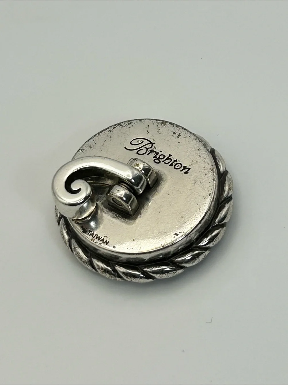 Brighton Collectibles Twisted Rope Desk Clock Silver Plated New Battery Patina